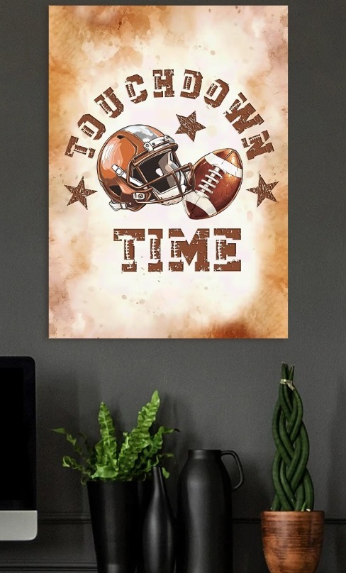 Touchdown Time Football Graphic — metal poster wall art by Lineer
